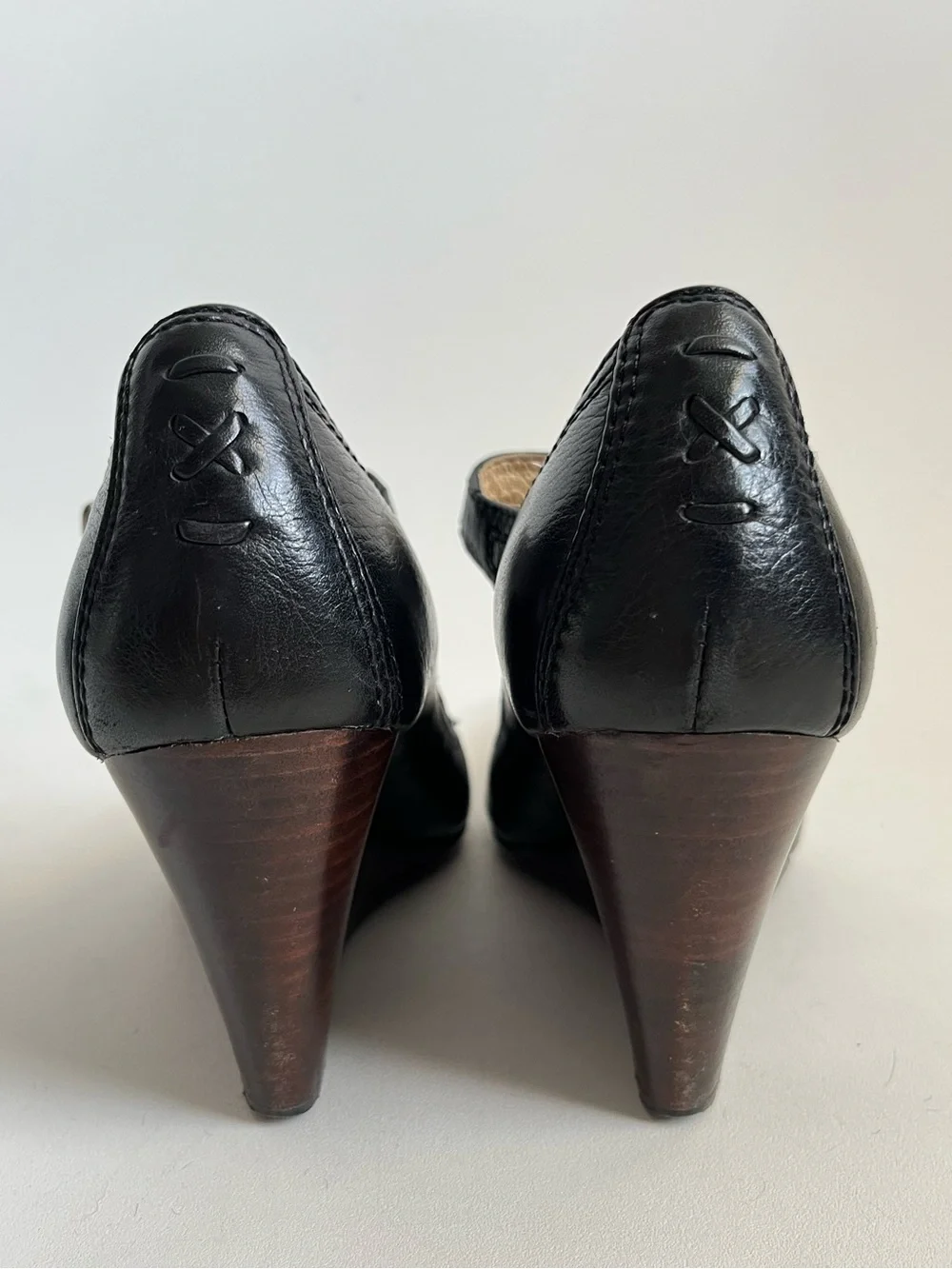 Frye Black Regina Wedge Mary Jane Heels Size 7.5